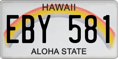 HI license plate EBY581