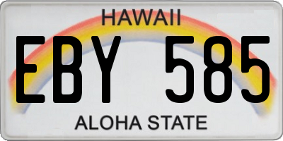 HI license plate EBY585