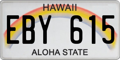 HI license plate EBY615