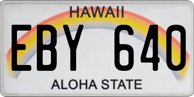 HI license plate EBY640