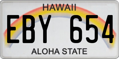 HI license plate EBY654