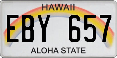 HI license plate EBY657