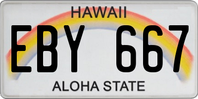 HI license plate EBY667
