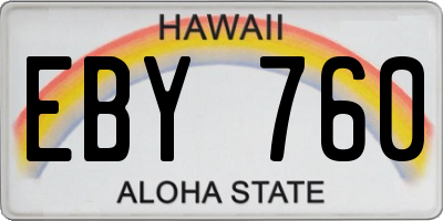 HI license plate EBY760