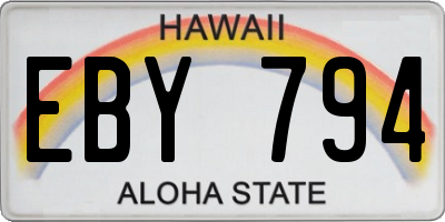 HI license plate EBY794