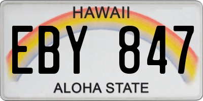 HI license plate EBY847