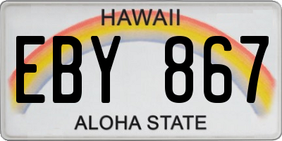 HI license plate EBY867