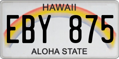 HI license plate EBY875