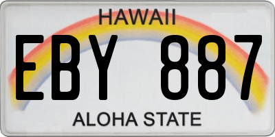 HI license plate EBY887