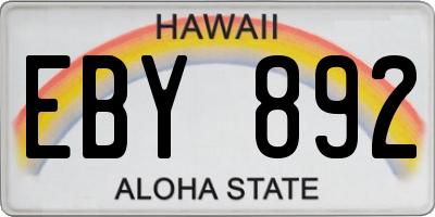 HI license plate EBY892