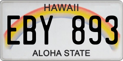 HI license plate EBY893