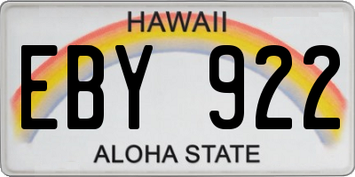 HI license plate EBY922