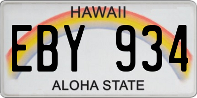 HI license plate EBY934