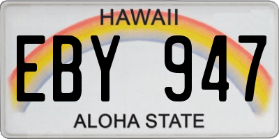 HI license plate EBY947