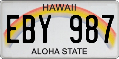 HI license plate EBY987