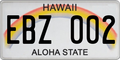 HI license plate EBZ002