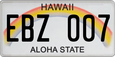 HI license plate EBZ007