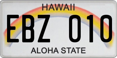 HI license plate EBZ010