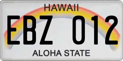HI license plate EBZ012