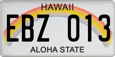 HI license plate EBZ013