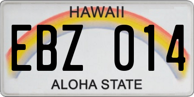 HI license plate EBZ014