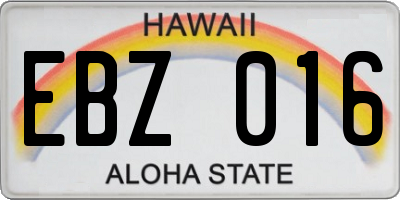 HI license plate EBZ016
