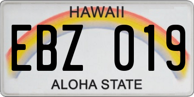 HI license plate EBZ019
