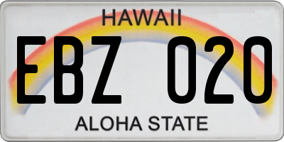 HI license plate EBZ020