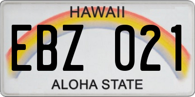 HI license plate EBZ021