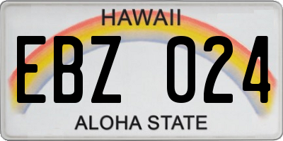 HI license plate EBZ024
