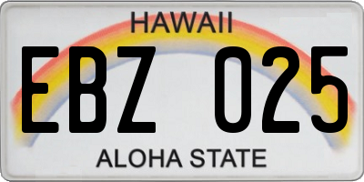 HI license plate EBZ025