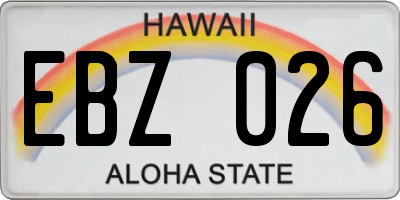 HI license plate EBZ026