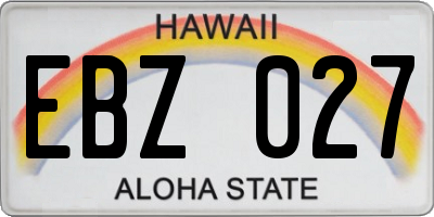 HI license plate EBZ027