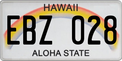 HI license plate EBZ028
