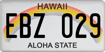 HI license plate EBZ029