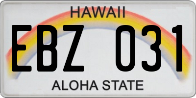 HI license plate EBZ031