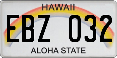 HI license plate EBZ032