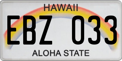 HI license plate EBZ033