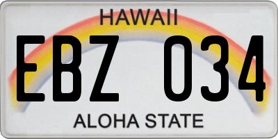 HI license plate EBZ034