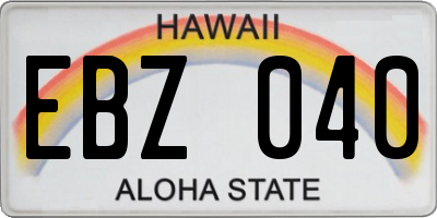 HI license plate EBZ040