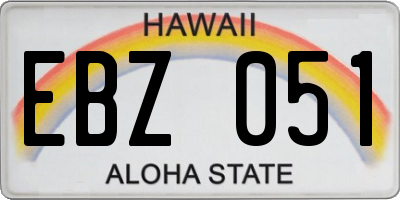 HI license plate EBZ051