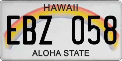 HI license plate EBZ058