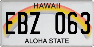 HI license plate EBZ063