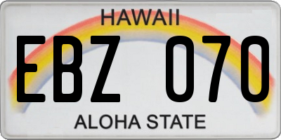 HI license plate EBZ070