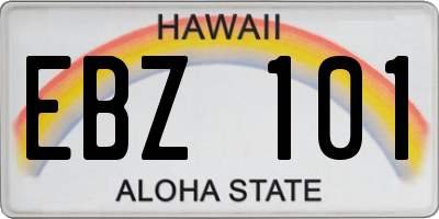 HI license plate EBZ101