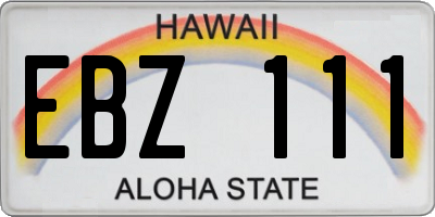 HI license plate EBZ111