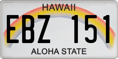 HI license plate EBZ151