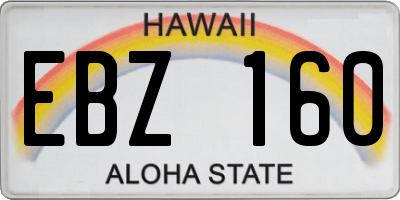 HI license plate EBZ160