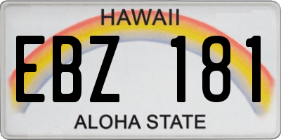HI license plate EBZ181