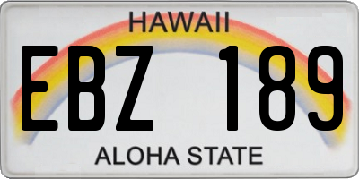 HI license plate EBZ189